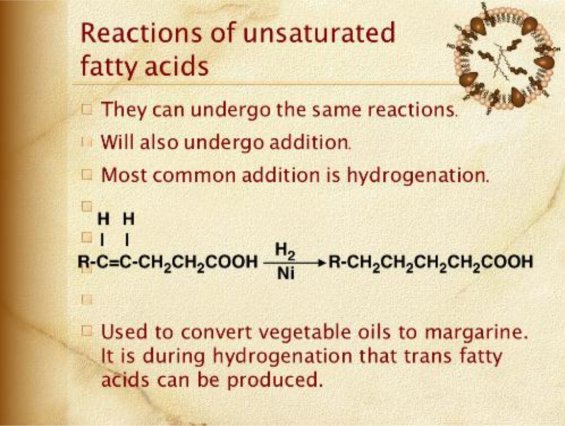 reactions of unsaturated fatty acids